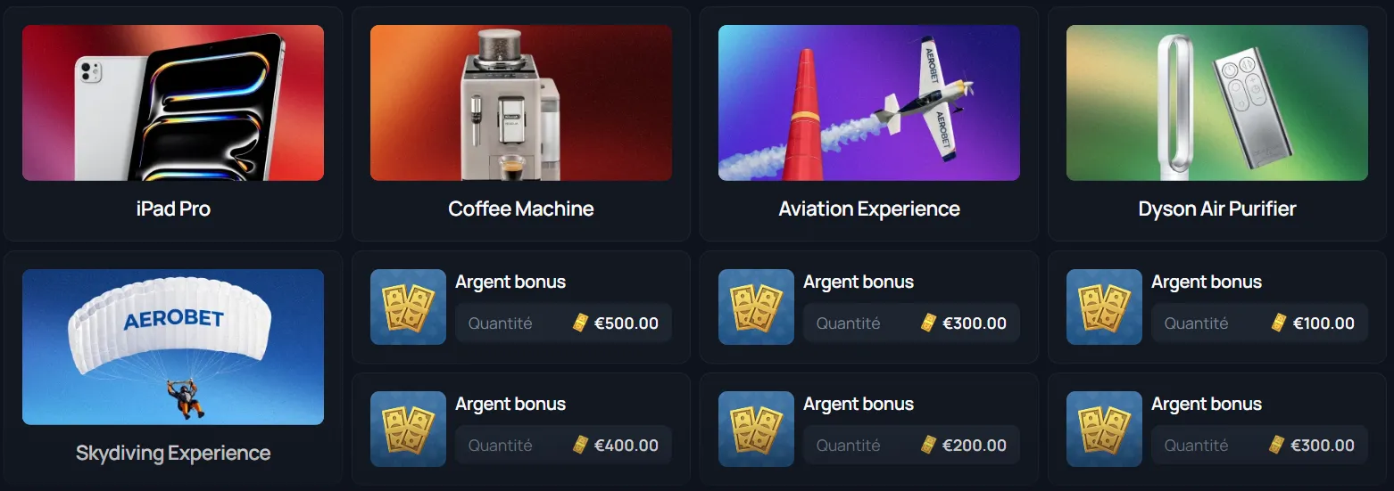 Tirages de loterie et grands prix sur Aerobet Casino